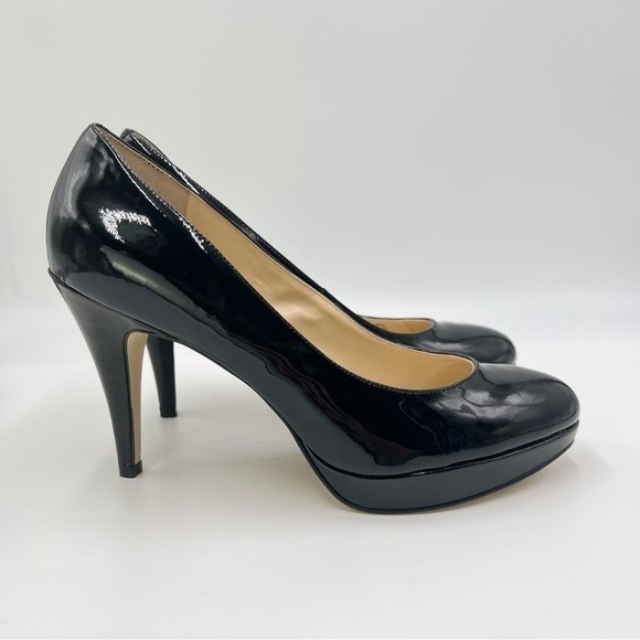 Enzo‎ Angiolini Size 8 Classic Black Patent Leather Platform Heels Pumps Shoes - Picture 2 of 16